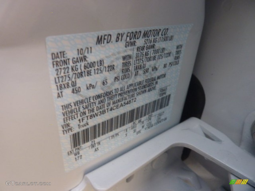 2012 F350 Super Duty Color Code Z1 for Oxford White Photo #55849813
