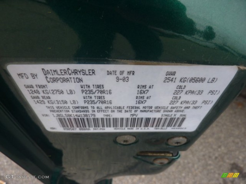 2004 Liberty Color Code PGW for Timberline Green Pearl Photo #55854859
