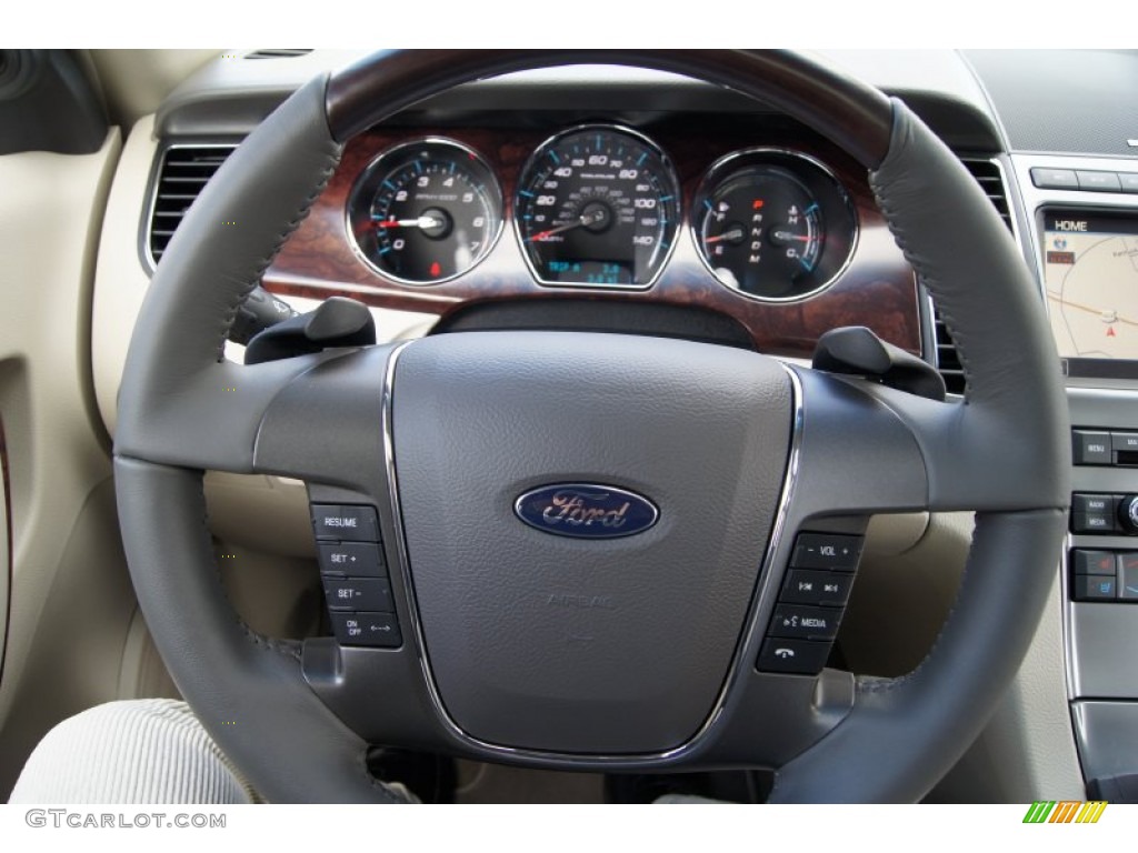 2012 Ford Taurus Limited Light Stone Steering Wheel Photo #55858786