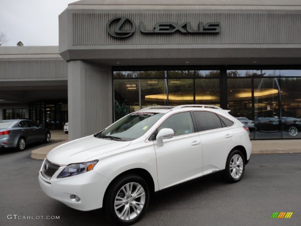 2010 RX 450h AWD Hybrid - Starfire White Pearl / Parchment/Brown Walnut photo #1