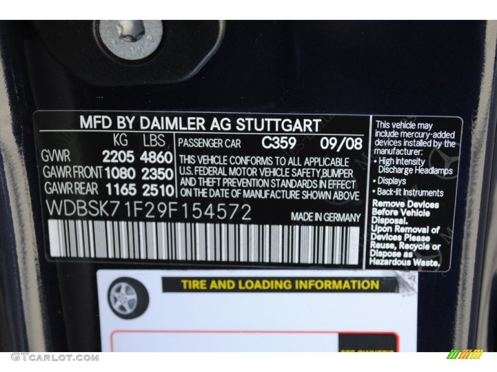 2009 SL Color Code 359 for Capri Blue Metallic Photo #55862674