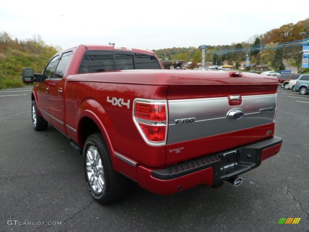 2010 F150 Platinum SuperCrew 4x4 - Red Candy Metallic / Sienna Brown Leather/Black photo #4