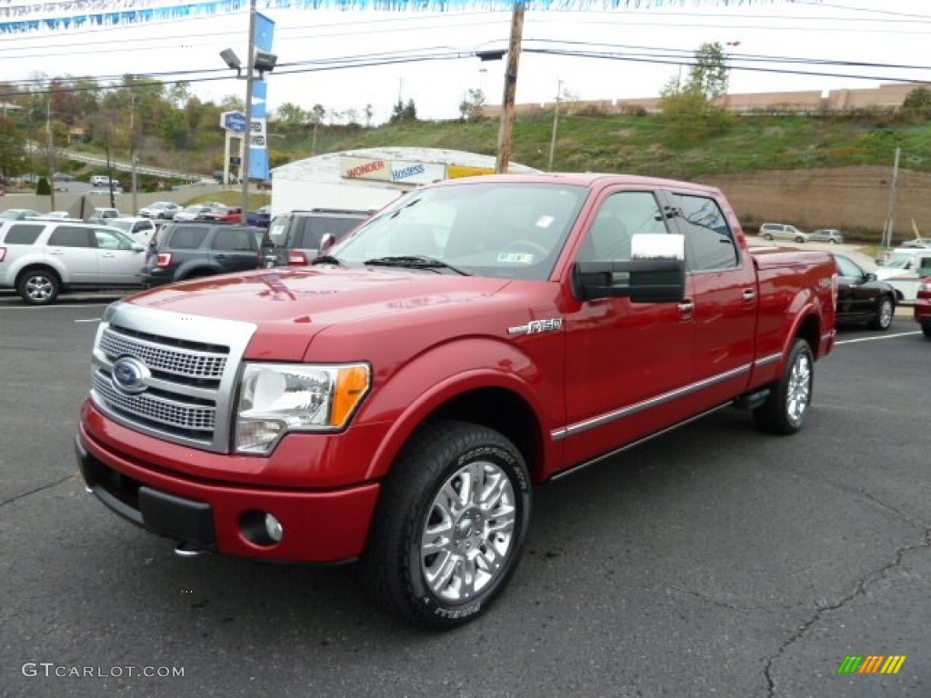 2010 F150 Platinum SuperCrew 4x4 - Red Candy Metallic / Sienna Brown Leather/Black photo #5