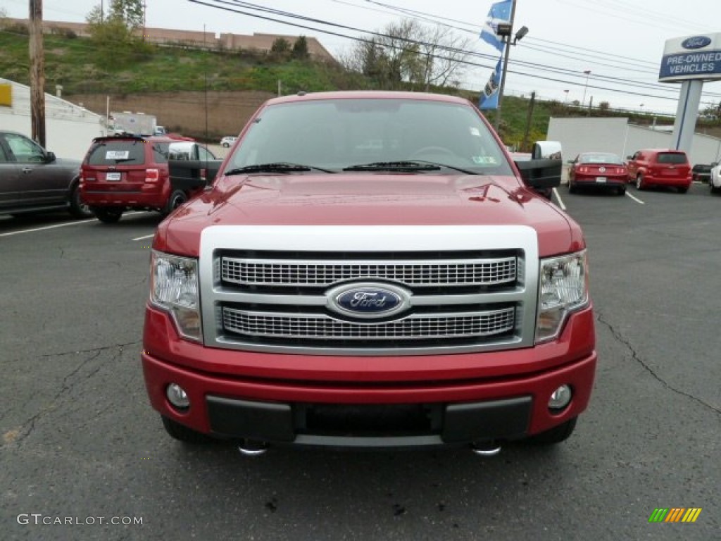 2010 F150 Platinum SuperCrew 4x4 - Red Candy Metallic / Sienna Brown Leather/Black photo #6
