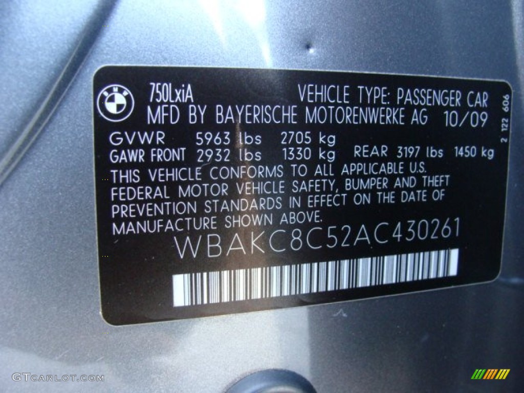 2010 BMW 7 Series 750Li xDrive Sedan Info Tag Photos