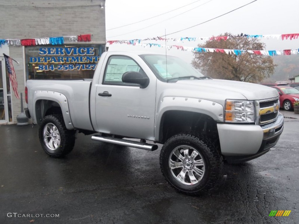 Sheer Silver Metallic 2011 Chevrolet Silverado 1500 LS Regular Cab 4x4 Exterior Photo #55869622