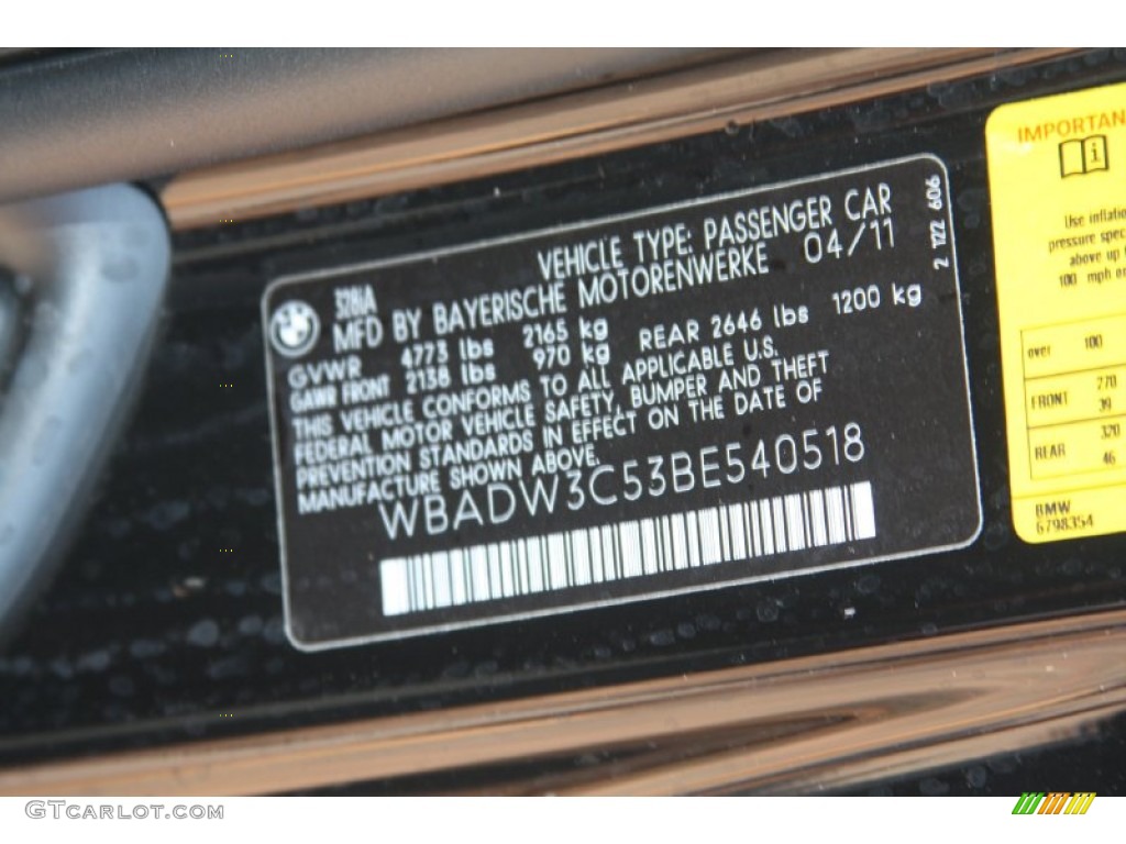 2011 3 Series 328i Convertible - Jet Black / Black photo #9