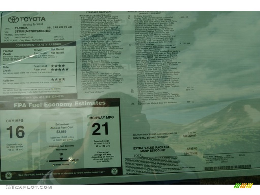 2012 Tacoma V6 TRD Sport Double Cab 4x4 - Pyrite Mica / Graphite photo #14