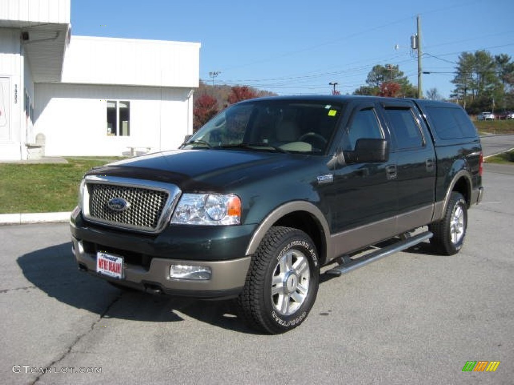 2004 F150 Lariat SuperCrew 4x4 - Aspen Green Metallic / Tan photo #2