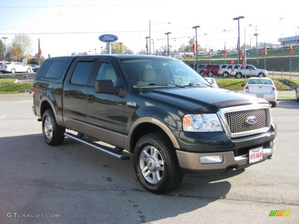 2004 F150 Lariat SuperCrew 4x4 - Aspen Green Metallic / Tan photo #4