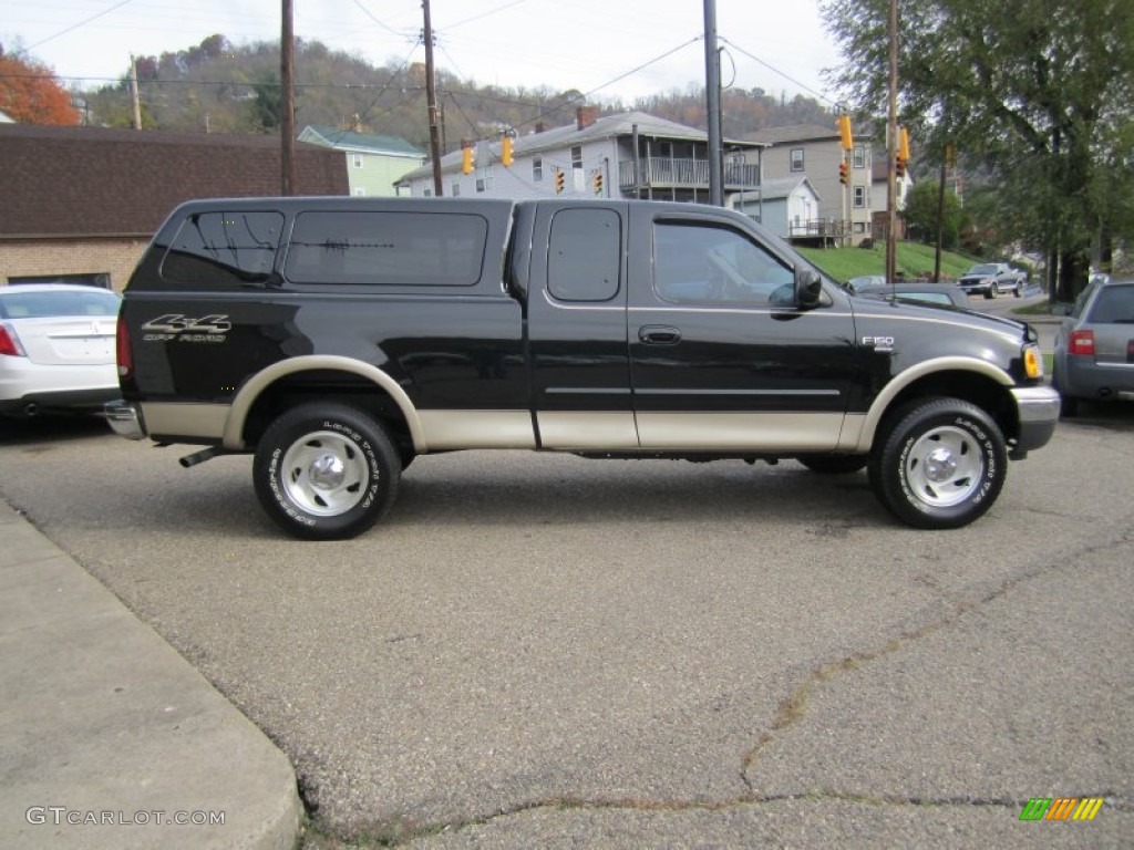 2000 F150 XLT Extended Cab 4x4 - Black / Medium Parchment photo #1