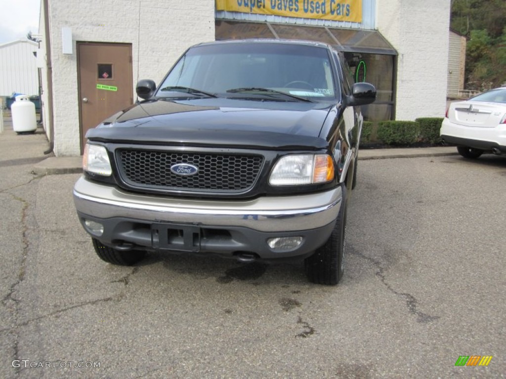 2000 F150 XLT Extended Cab 4x4 - Black / Medium Parchment photo #4