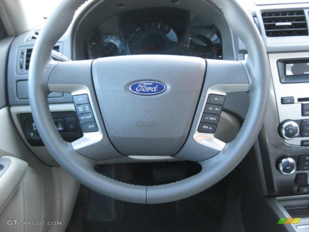 2012 Ford Fusion SEL V6 AWD Medium Light Stone Steering Wheel Photo #55873695