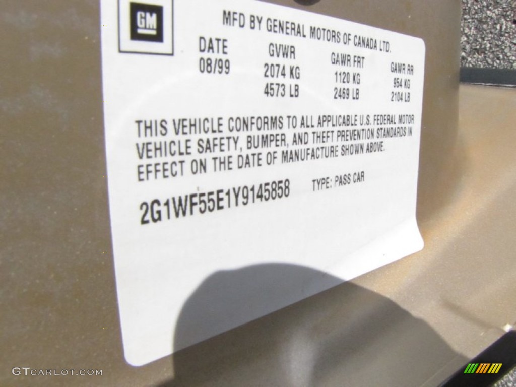 2000 Chevrolet Impala Standard Impala Model Info Tag Photos