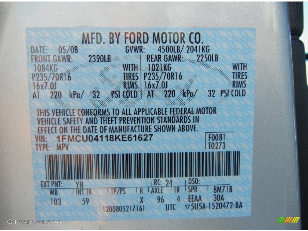 2008 Escape Limited - Silver Metallic / Charcoal photo #28