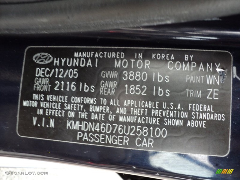 2006 Elantra GLS Sedan - Moonlit Dark Blue / Gray photo #4