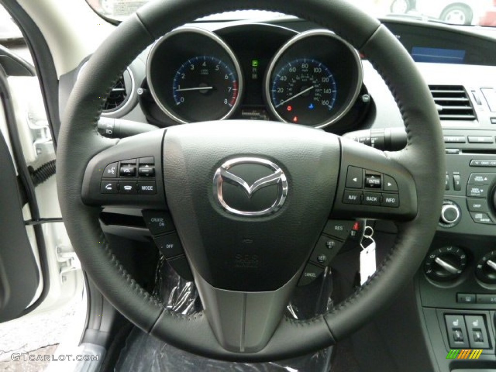 2012 Mazda MAZDA3 i Grand Touring 4 Door Black Steering Wheel Photo #55885126