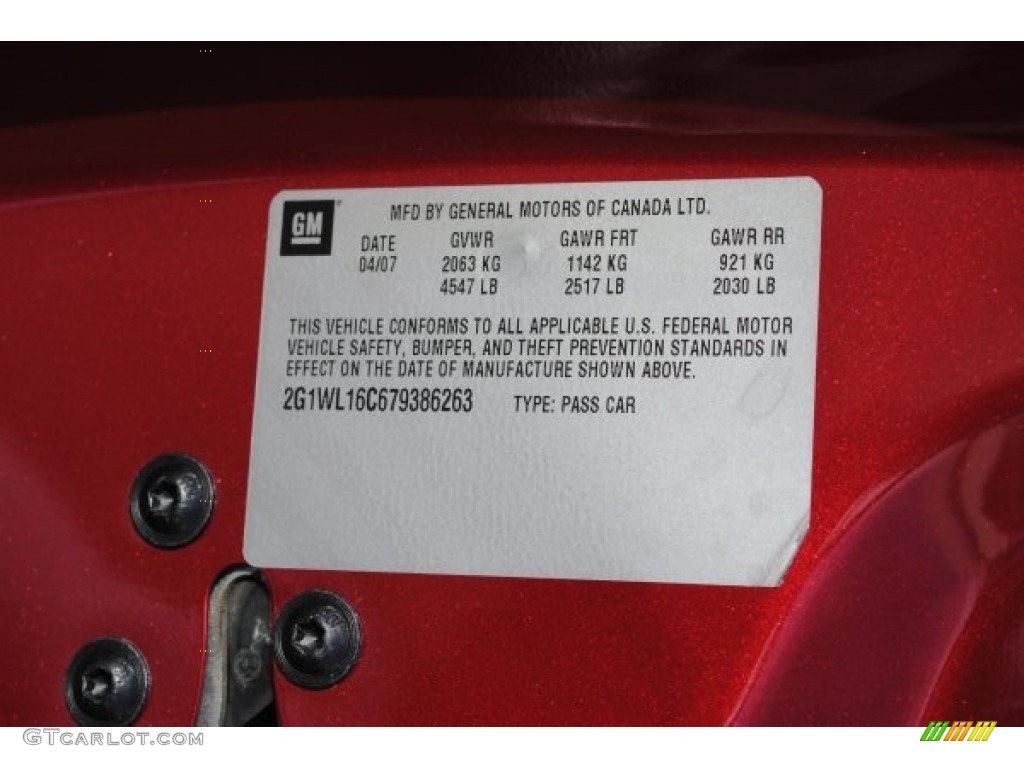 2007 Chevrolet Monte Carlo SS Info Tag Photos