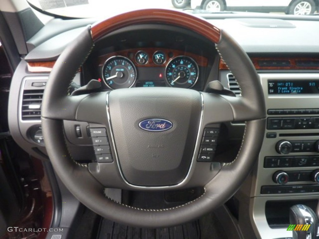 2012 Ford Flex Limited EcoBoost AWD Charcoal Black Steering Wheel Photo #55889260