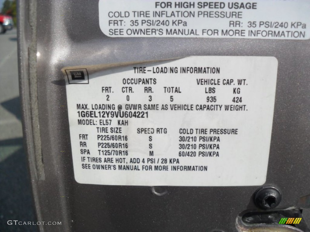1997 Cadillac Eldorado Coupe Info Tag Photos
