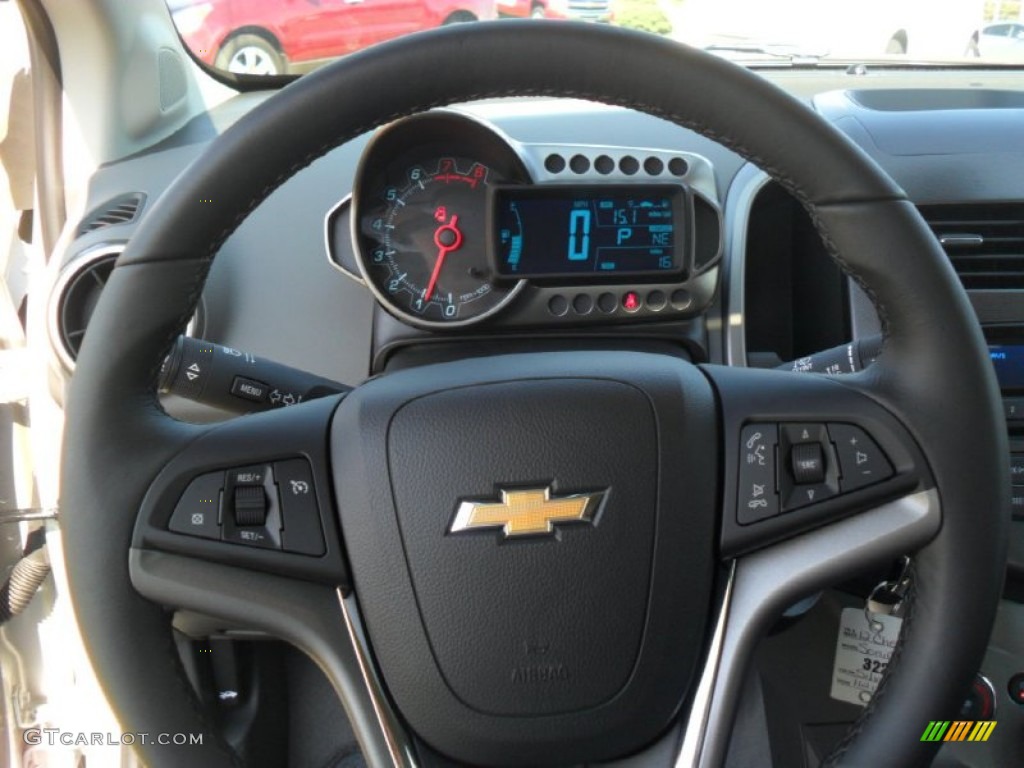 2012 Chevrolet Sonic LTZ Hatch Dark Pewter/Dark Titanium Steering Wheel Photo #55895218