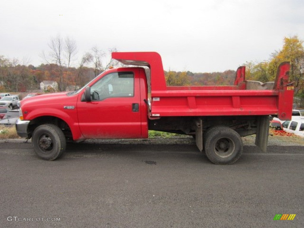 Red 2004 Ford F350 Super Duty XL Regular Cab 4x4 Dump Truck Exterior Photo #55895413