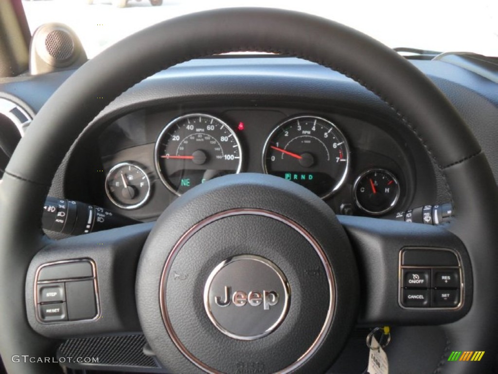 2012 Jeep Wrangler Sahara 4x4 Black Steering Wheel Photo #55897624