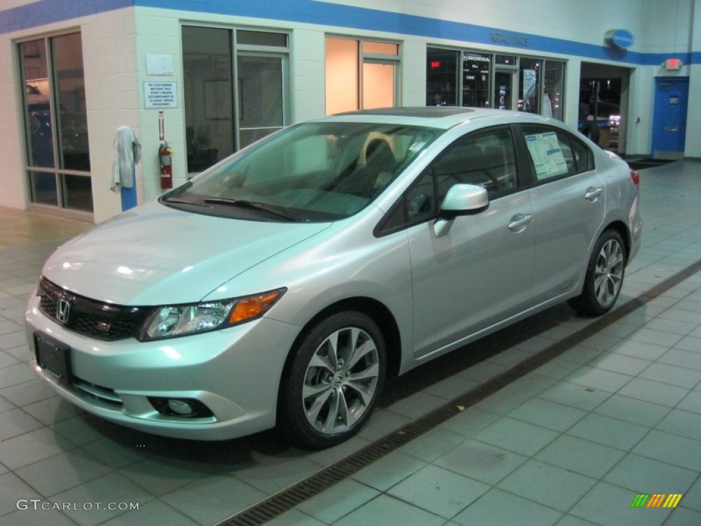 2012 Civic Si Sedan - Alabaster Silver Metallic / Black photo #1