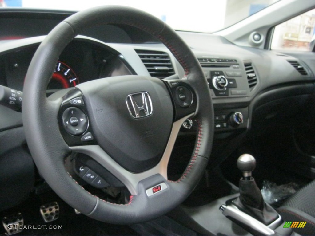 2012 Honda Civic Si Sedan Black Steering Wheel Photo #55898017