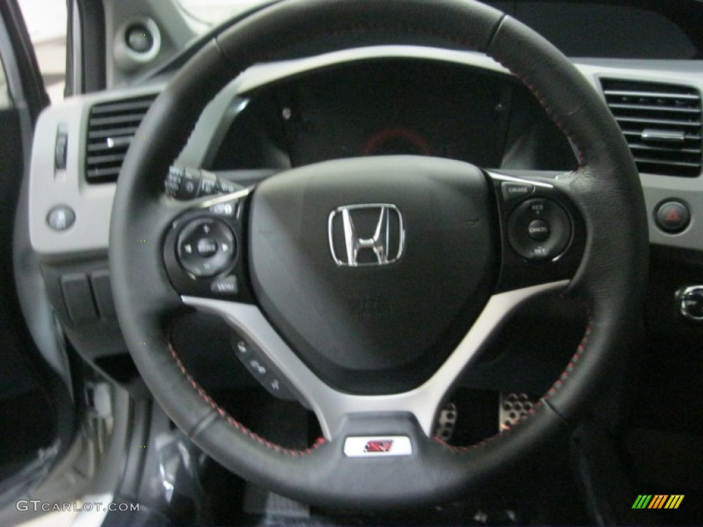 2012 Honda Civic Si Sedan Black Steering Wheel Photo #55898041