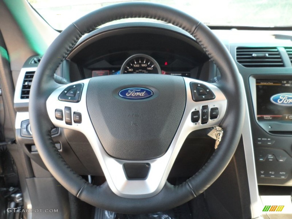 2012 Ford Explorer XLT Charcoal Black Steering Wheel Photo #55898794