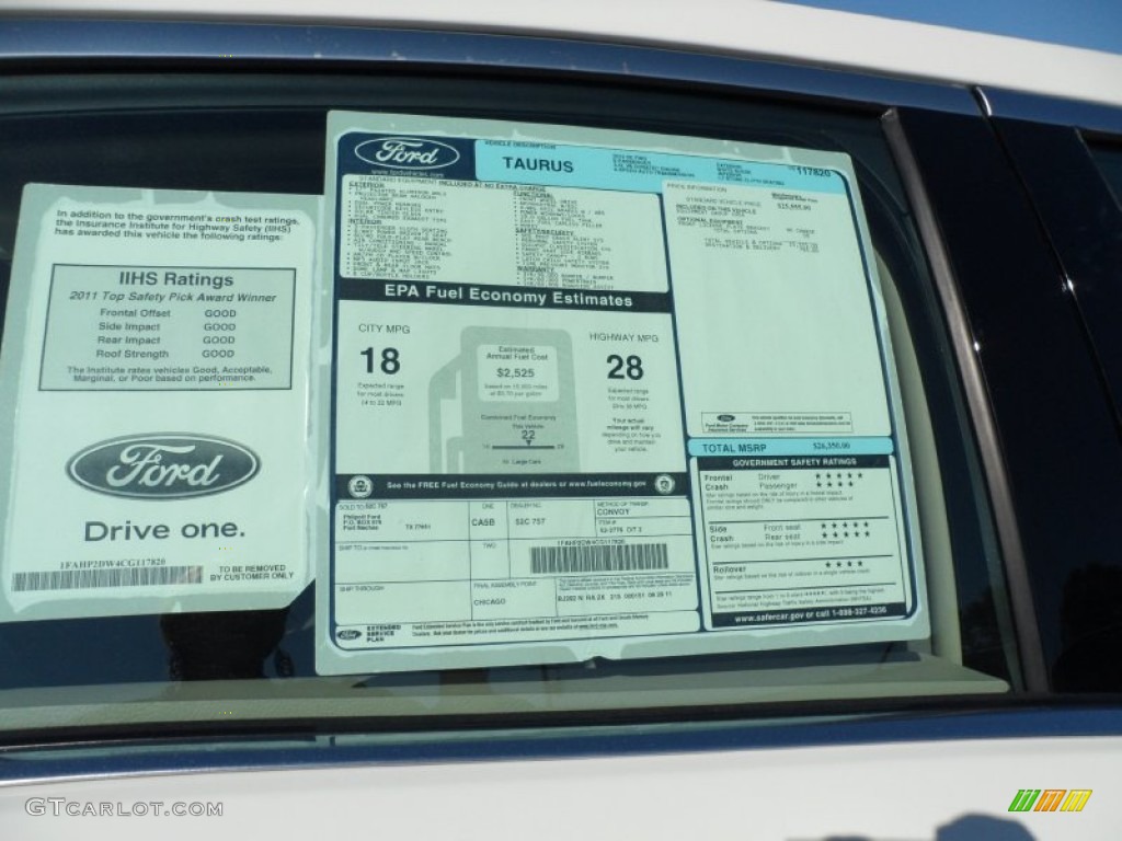 2012 Ford Taurus SE Window Sticker Photo #55899253