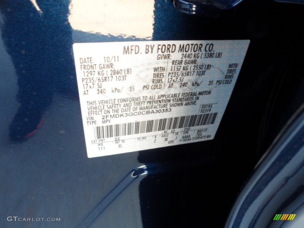 2012 Edge Color Code DX for Dark Blue Pearl Metallic Photo #55899703