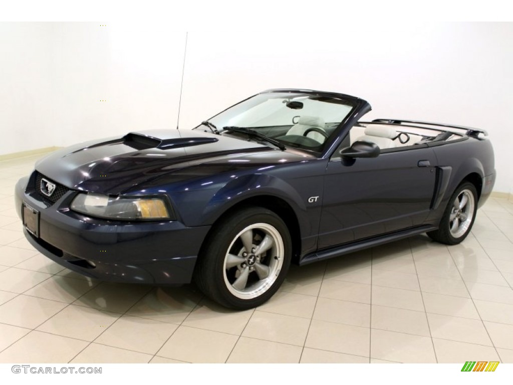 2001 Mustang GT Convertible - True Blue Metallic / Oxford White photo #3