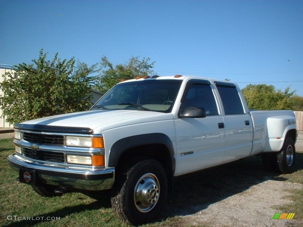 1997 C/K 3500 K3500 Crew Cab 4x4 Dually - Summit White / Tan photo #3