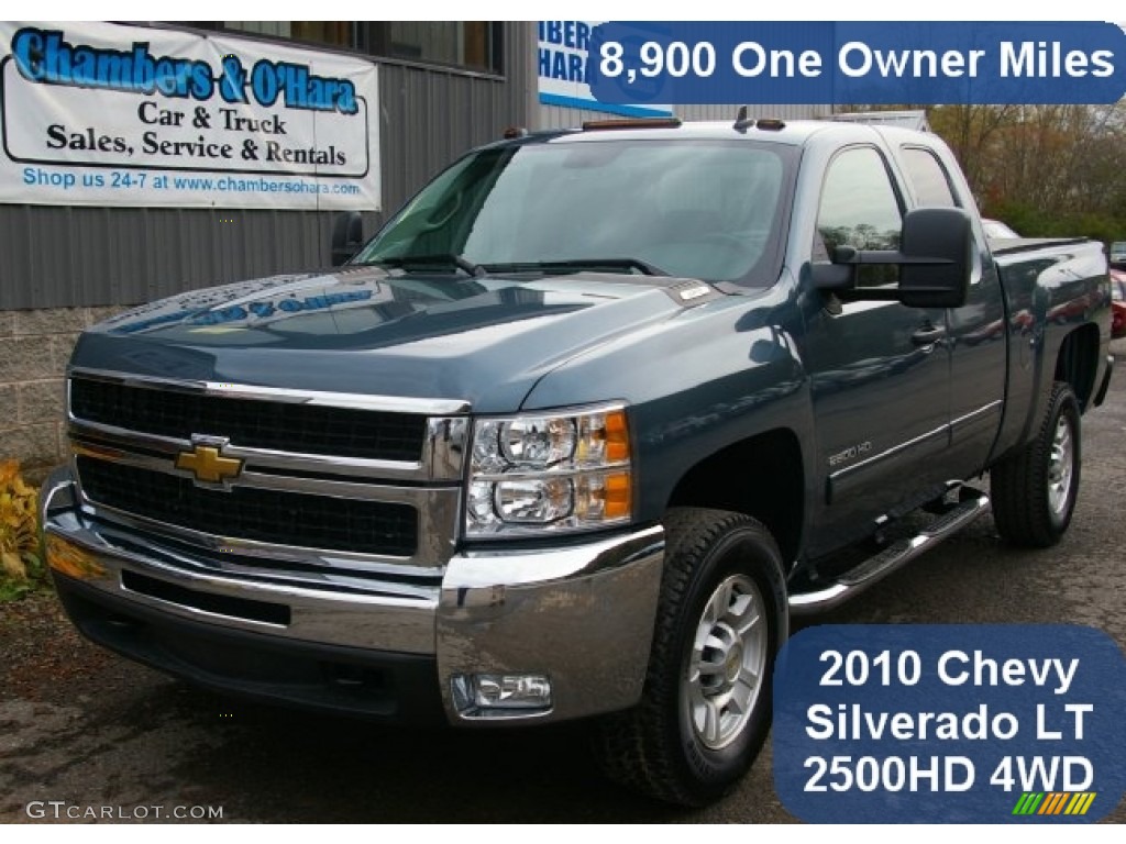 2010 Silverado 2500HD LT Extended Cab 4x4 - Blue Granite Metallic / Ebony photo #1