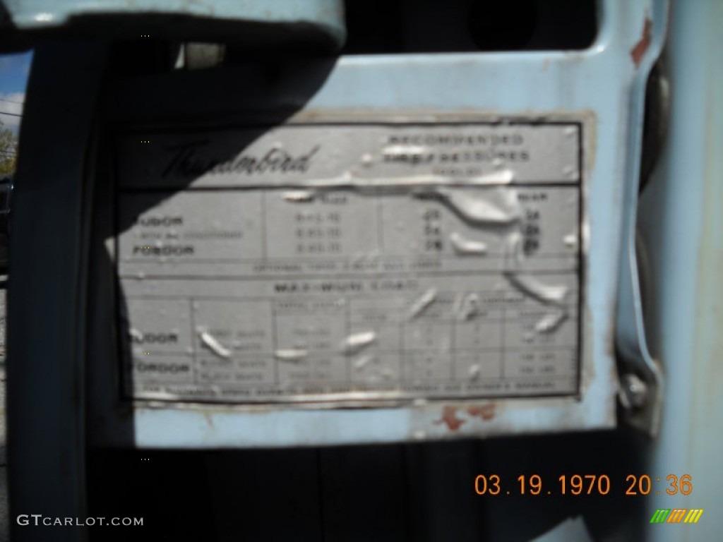 1968 Ford Thunderbird Tudor Landau Info Tag Photos