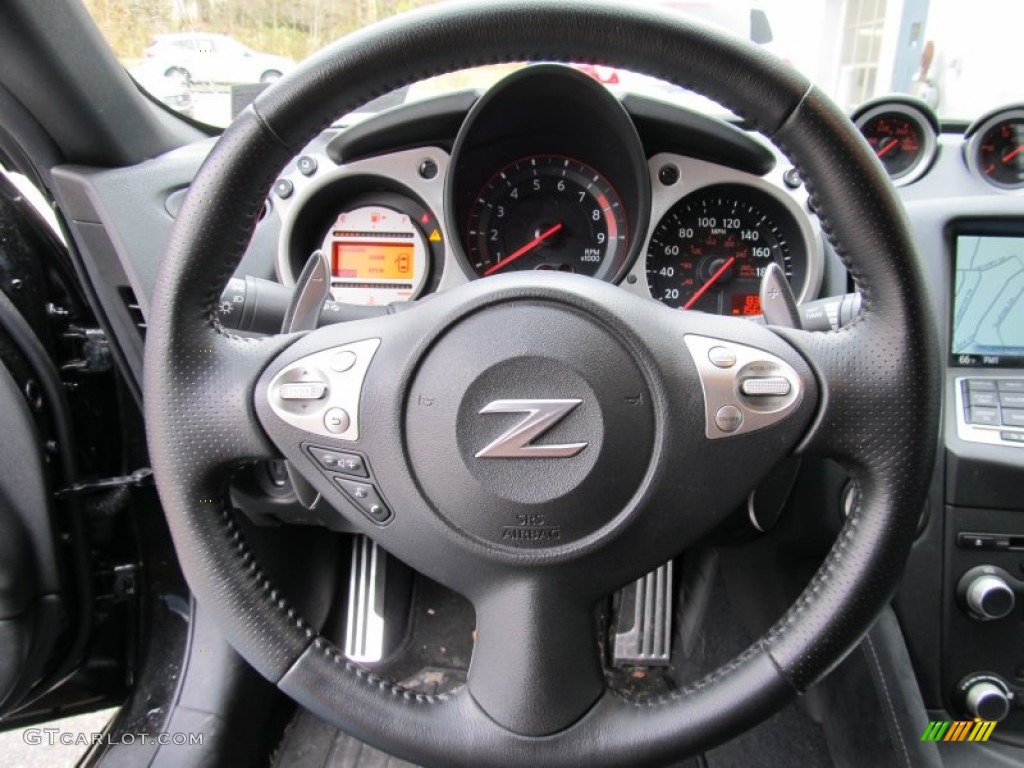 2010 Nissan 370Z Sport Touring Roadster Gray Leather Steering Wheel Photo #55908240