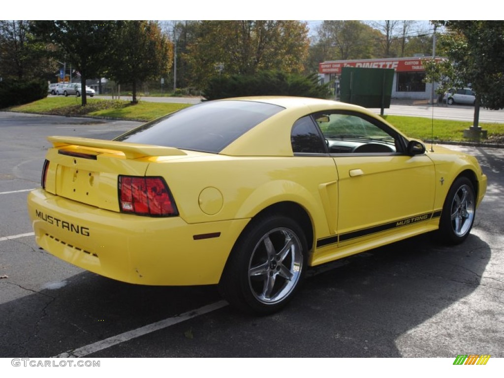 2002 Mustang V6 Coupe - Zinc Yellow / Dark Charcoal photo #6