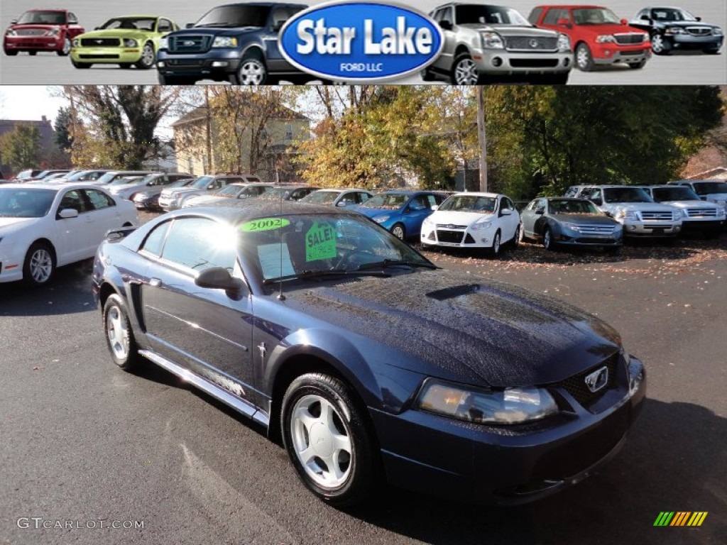 2002 Mustang V6 Coupe - True Blue Metallic / Dark Charcoal photo #1