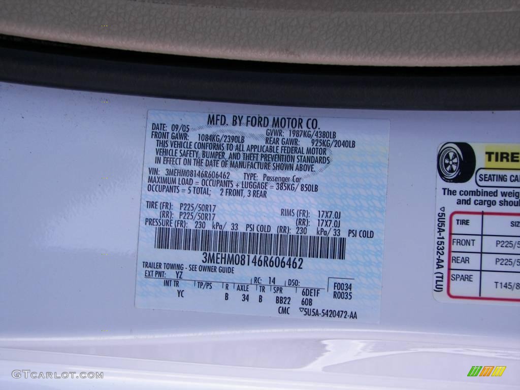 2006 Milan V6 Premier - Oxford White / Camel photo #16