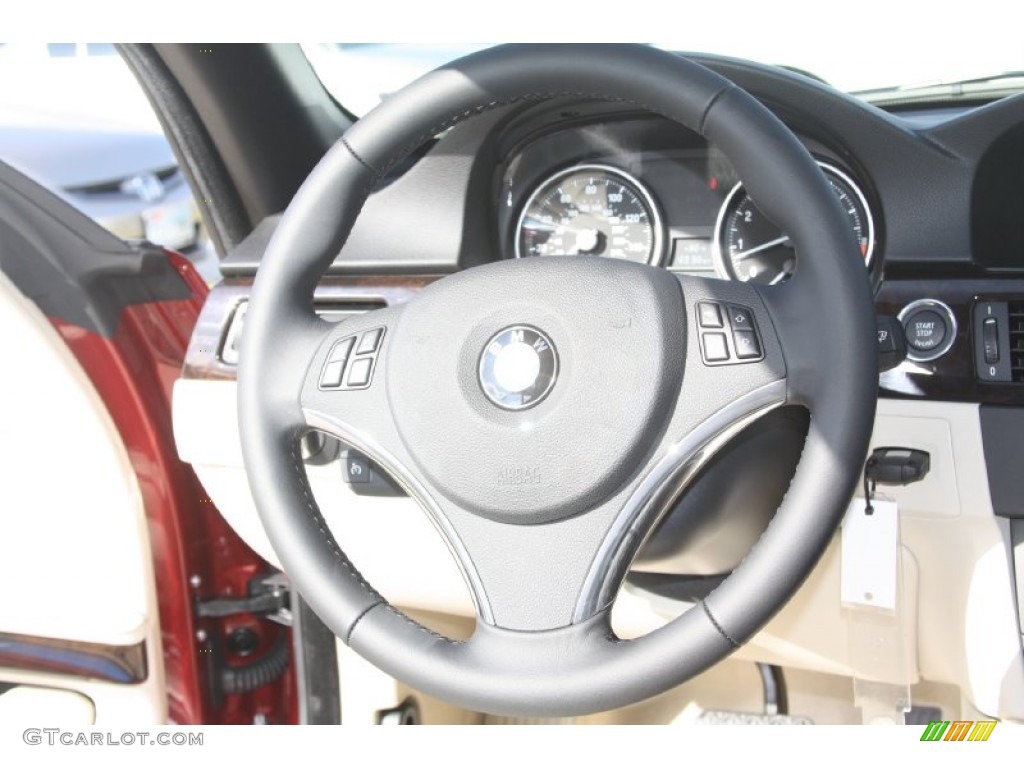 2012 BMW 3 Series 335i Convertible Cream Beige Steering Wheel Photo #55921533