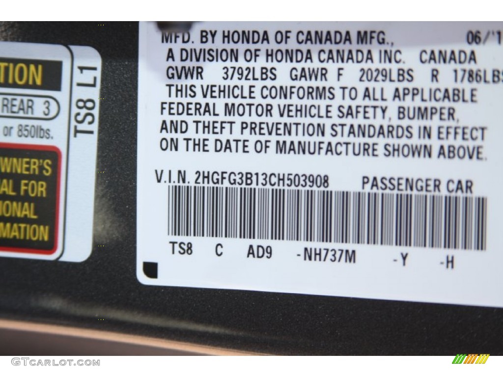 2012 Civic Color Code NH737M for Polished Metal Metallic Photo #55925424