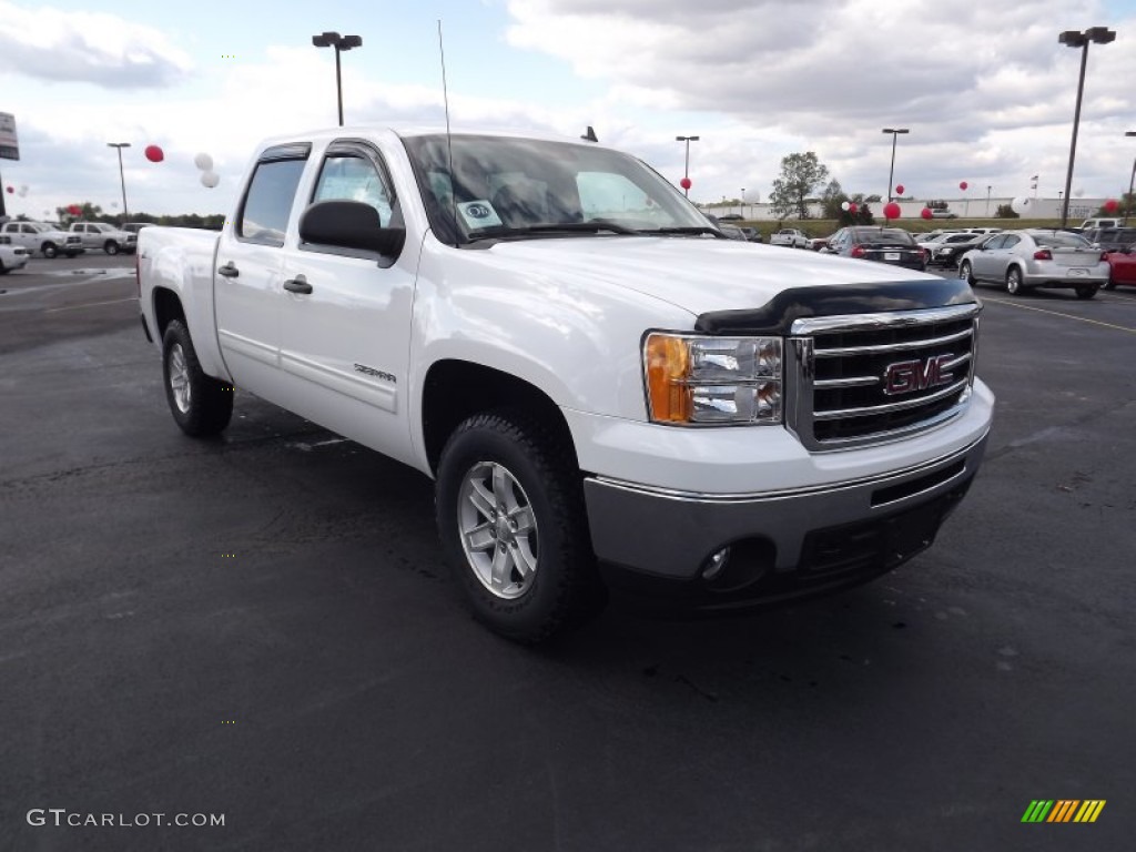 2012 Sierra 1500 SLE Crew Cab 4x4 - Summit White / Very Dark Cashmere/Light Cashmere photo #3