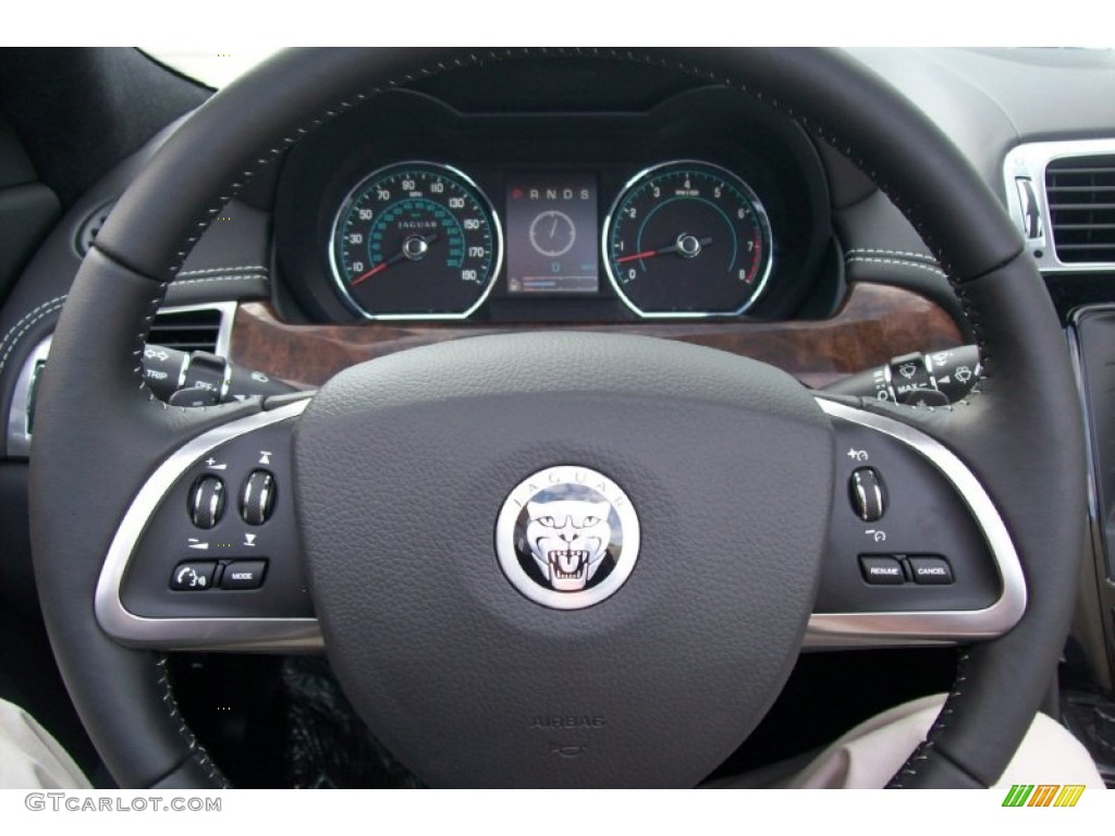 2012 Jaguar XK XKR Convertible Ivory/Warm Charcoal Steering Wheel Photo #55928574
