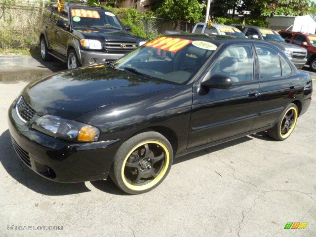 2001 Sentra XE - Blackout Black / Stone photo #6