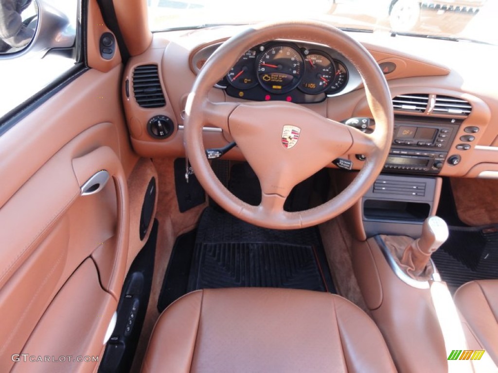 2004 Porsche 911 Carrera 4S Cabriolet Cinnamon Brown Steering Wheel Photo #55938225