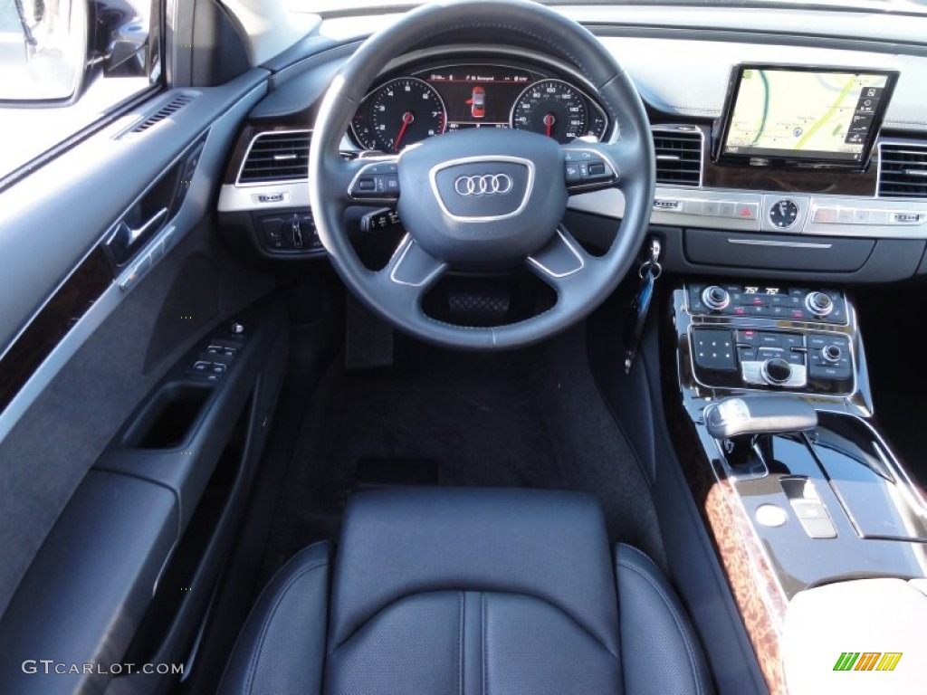 2011 Audi A8 4.2 FSI quattro Black Steering Wheel Photo #55938948