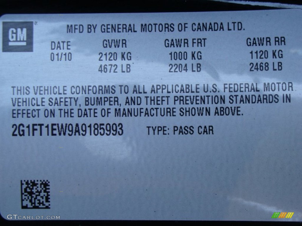 2010 Chevrolet Camaro SS Coupe Info Tag Photos