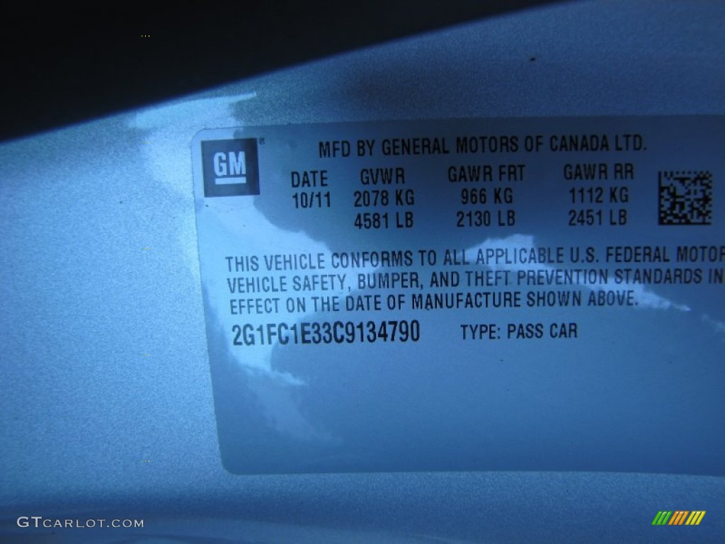 2012 Chevrolet Camaro LT Coupe Info Tag Photo #55942642